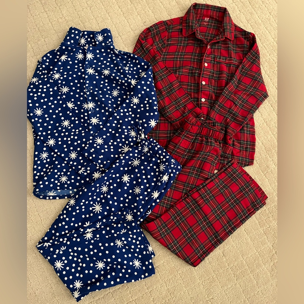 Hanna Andersson and Gap flannel pajamas